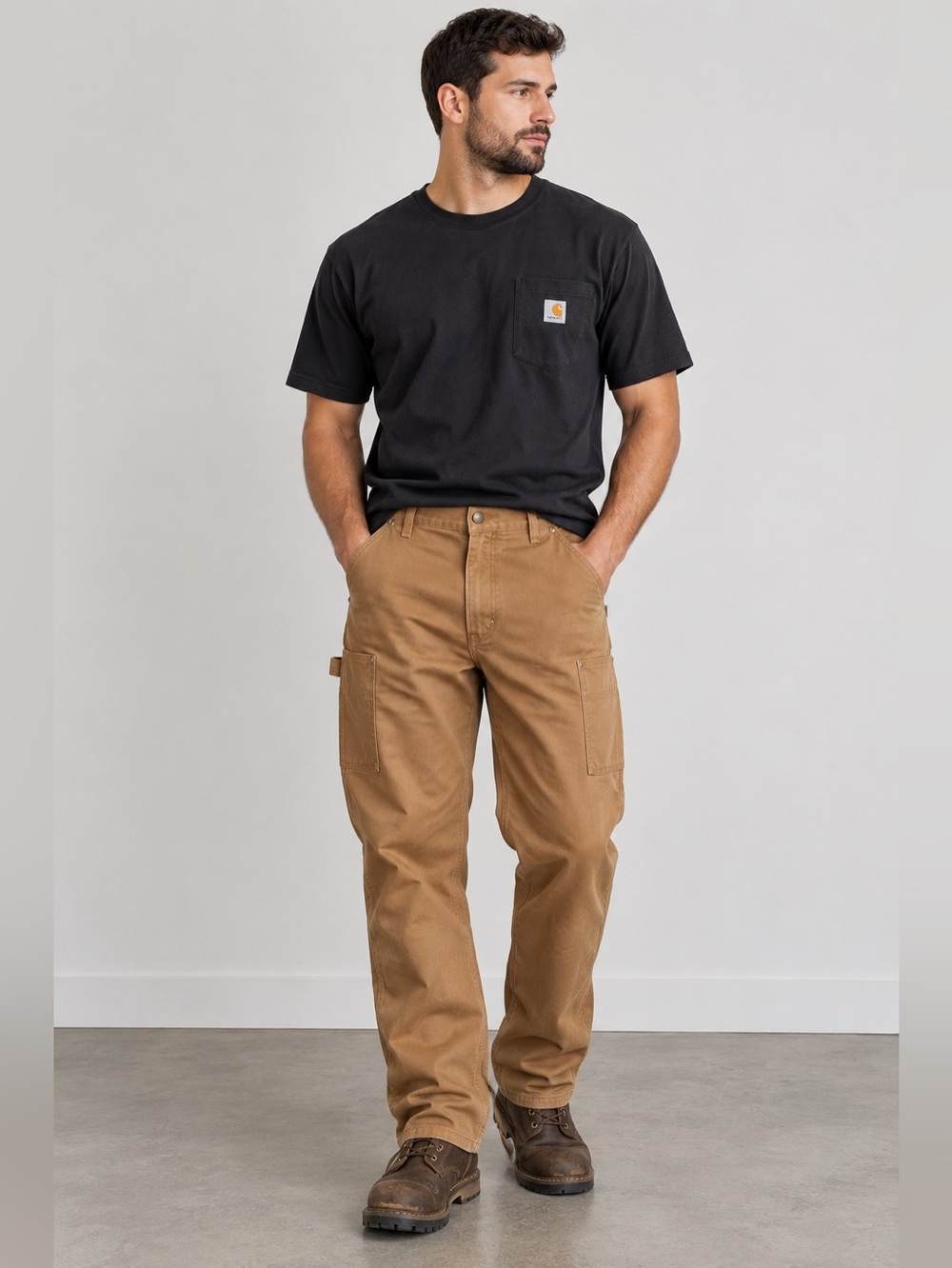 Carhartt Firm Duck Double-Front Work Dungaree Brown Waist 38x34